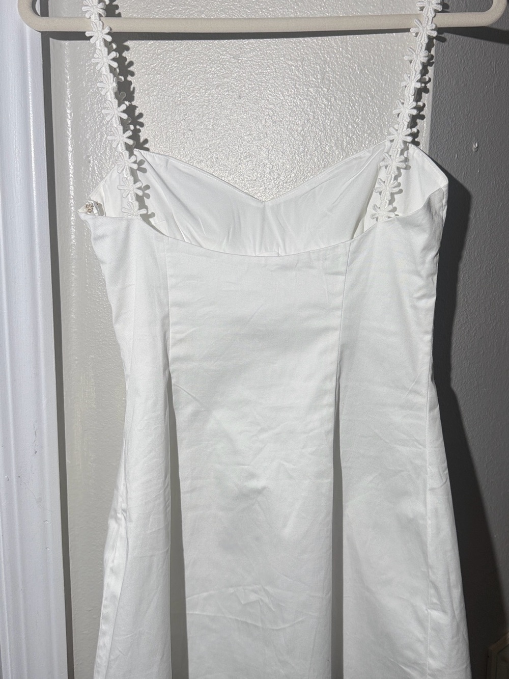 Beginning Boutique White Satin Slip Dress with Floral Straps - Picture 5 of 5